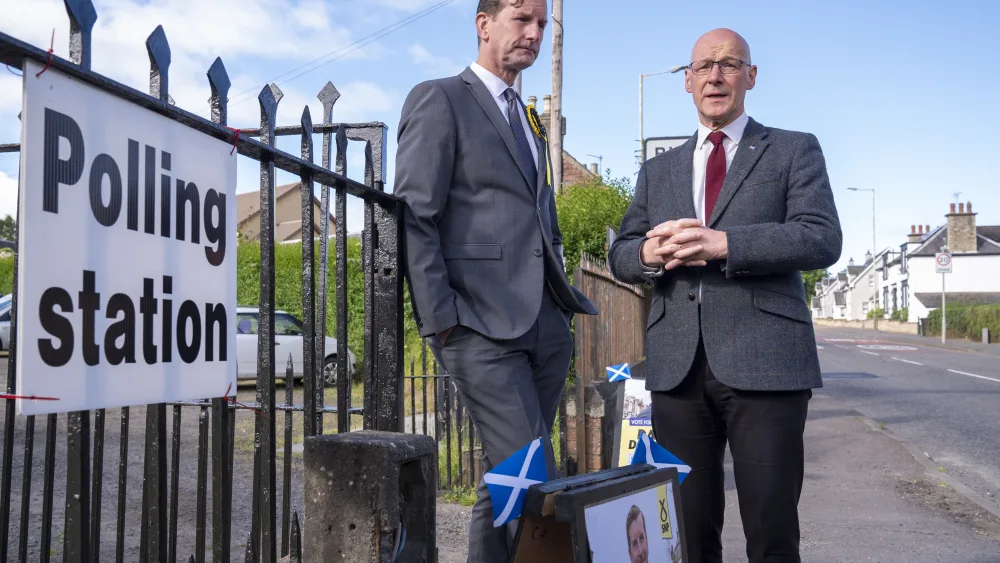 SNP Westminster leader Dave Doogan (left), seen her with Scottish First Minister John Swinney, condemned the decision to appoint ‘scandal plagued peer’ Lord Mandelson as the UK’s ambassador to the US. (Jane Barlow/PA)