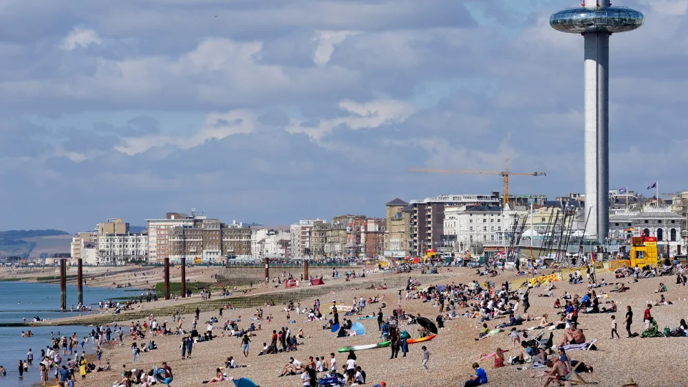 People on the beach in Brighton, East Sussex