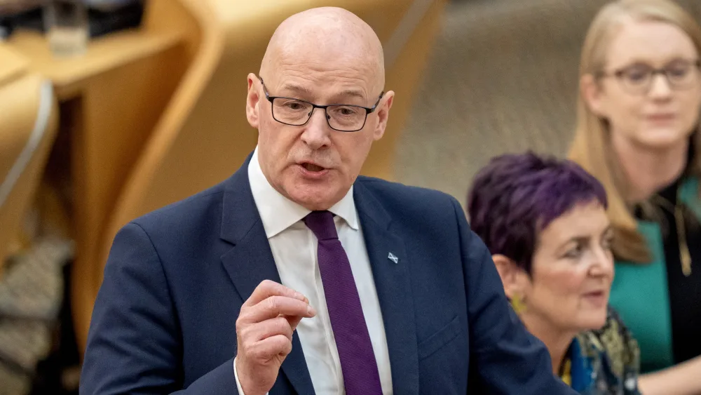 John Swinney speaks during First Minister’s Questions for party leaders at the Scottish Parliament