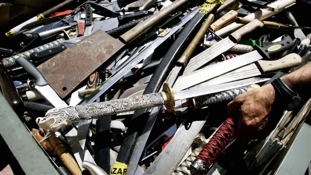 Knives and swords handed in during an amnesty