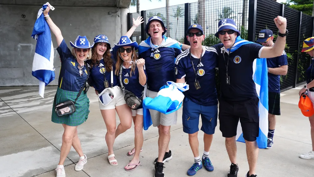 Scotland fans arrive ahead of the World Cup 2026 Group C match at Miami Stadium, Florida