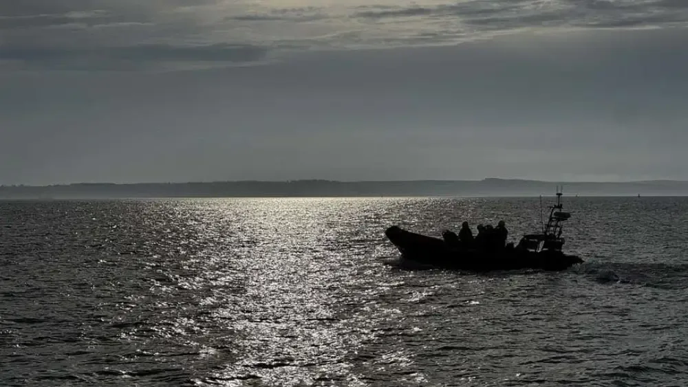Lifeboat on a calm sea.
