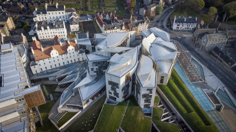 The Scottish Parliament in Edinburgh as seen from above