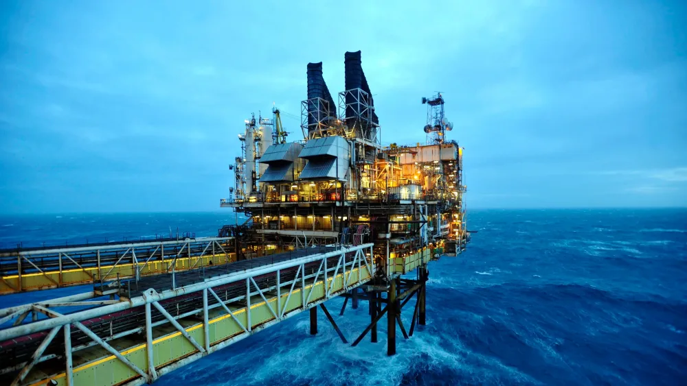 View of an oil platform at sea