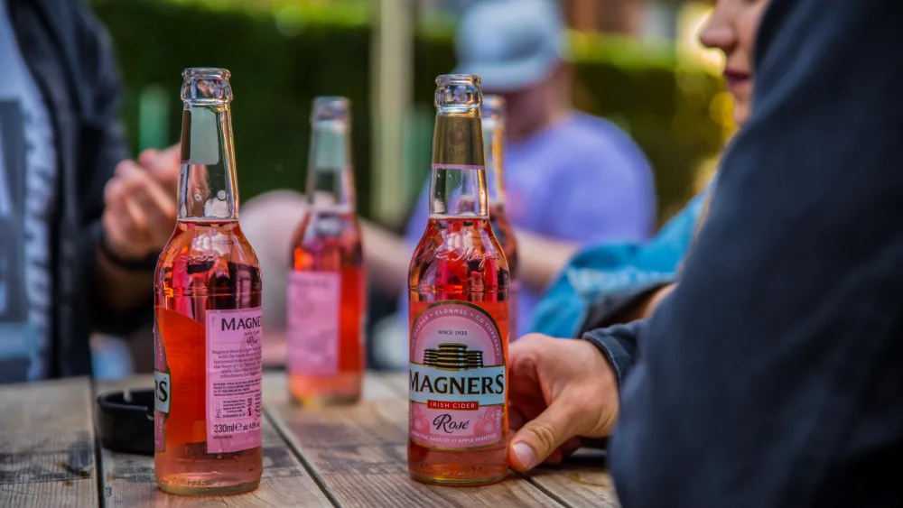 Magners bottles on a table