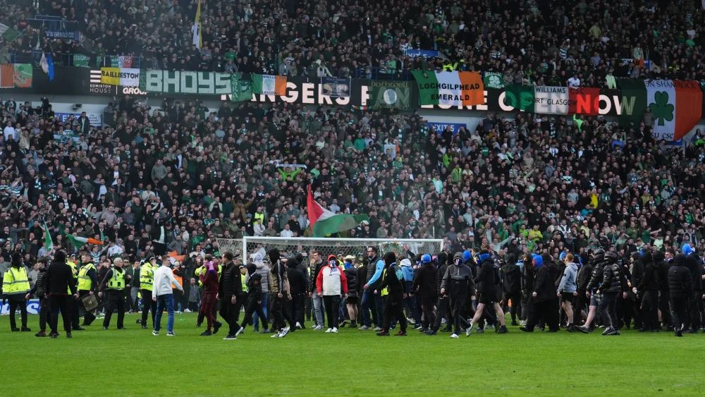 Fans on the pitch