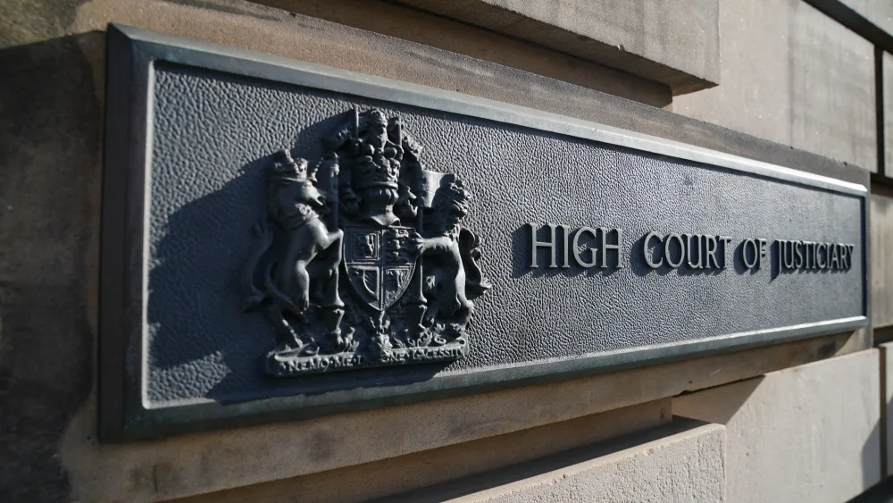 View of a sign reading 'High Court of Justiciary'