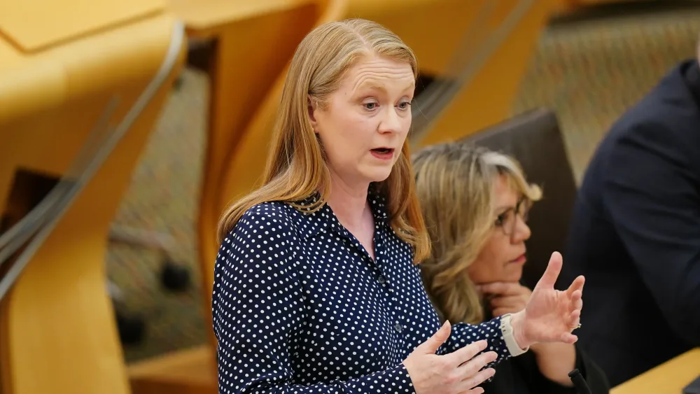 Housing Secretary Shirley-Anne Somerville speaks in the Scottish Parliament