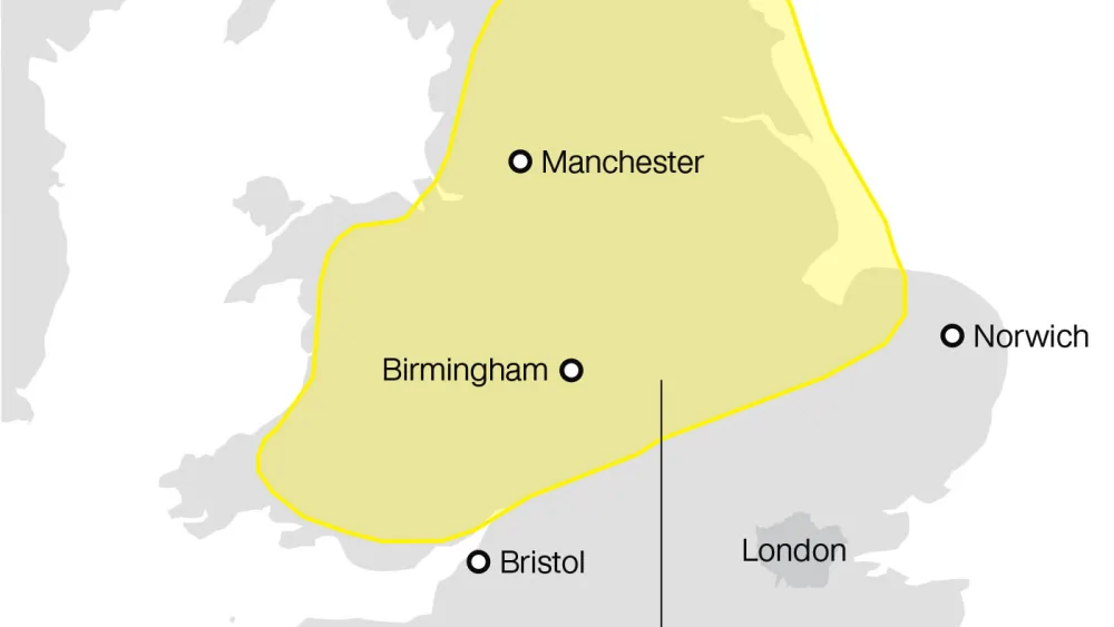 Weather warnings for thunderstorms August 28